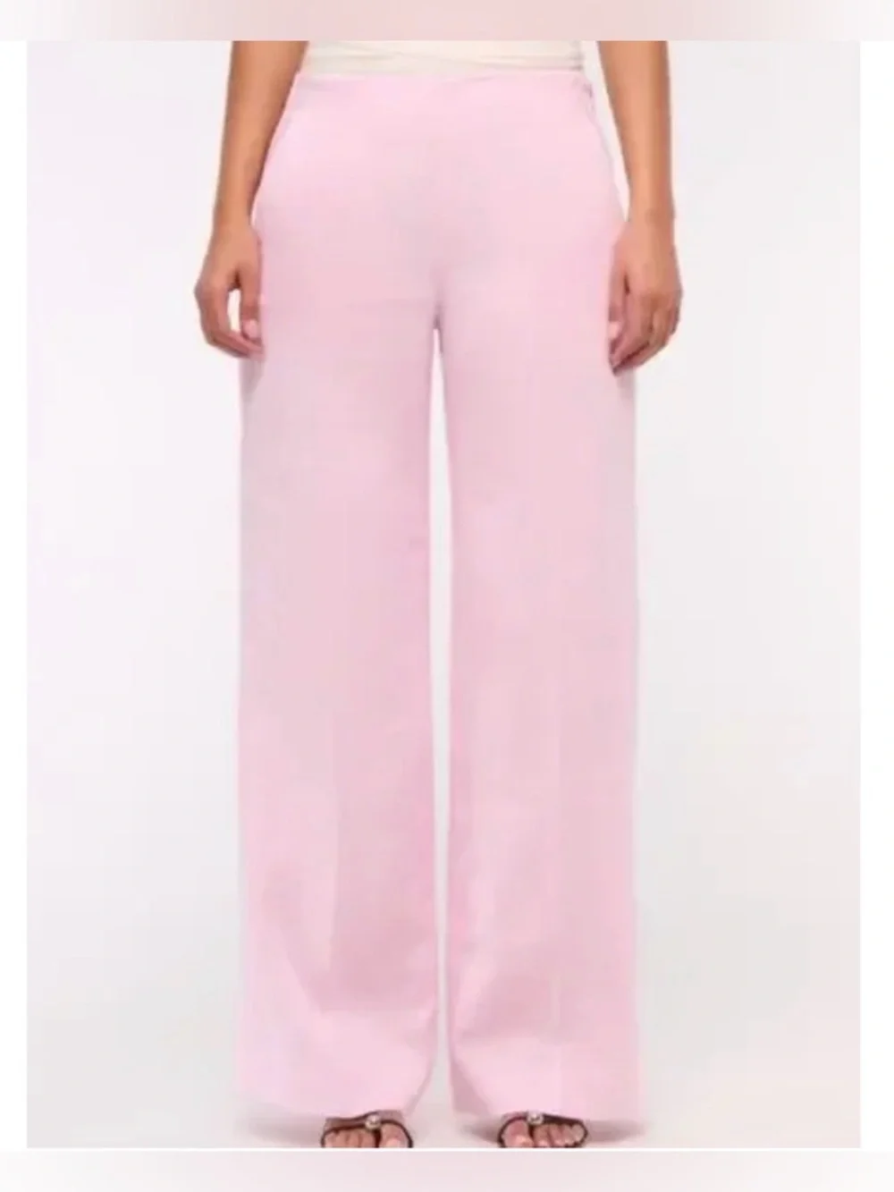 NWT Abercrombie & Fitch Pink Wide Leg 100% Linen Pants - size 28 - Picture 1 of 6